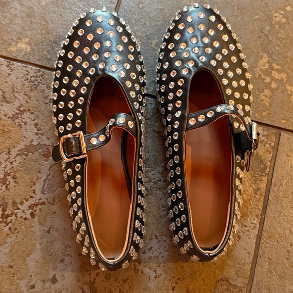 NWOT clear rhinestone Studded Black Mary Jane Flats “alaia” style - Picture 3 of 7